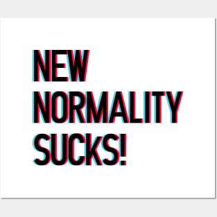 New Normality Sucks! lettering art with 3d glasses effect over white blackground. T shirt and stamps concept Posters and Art